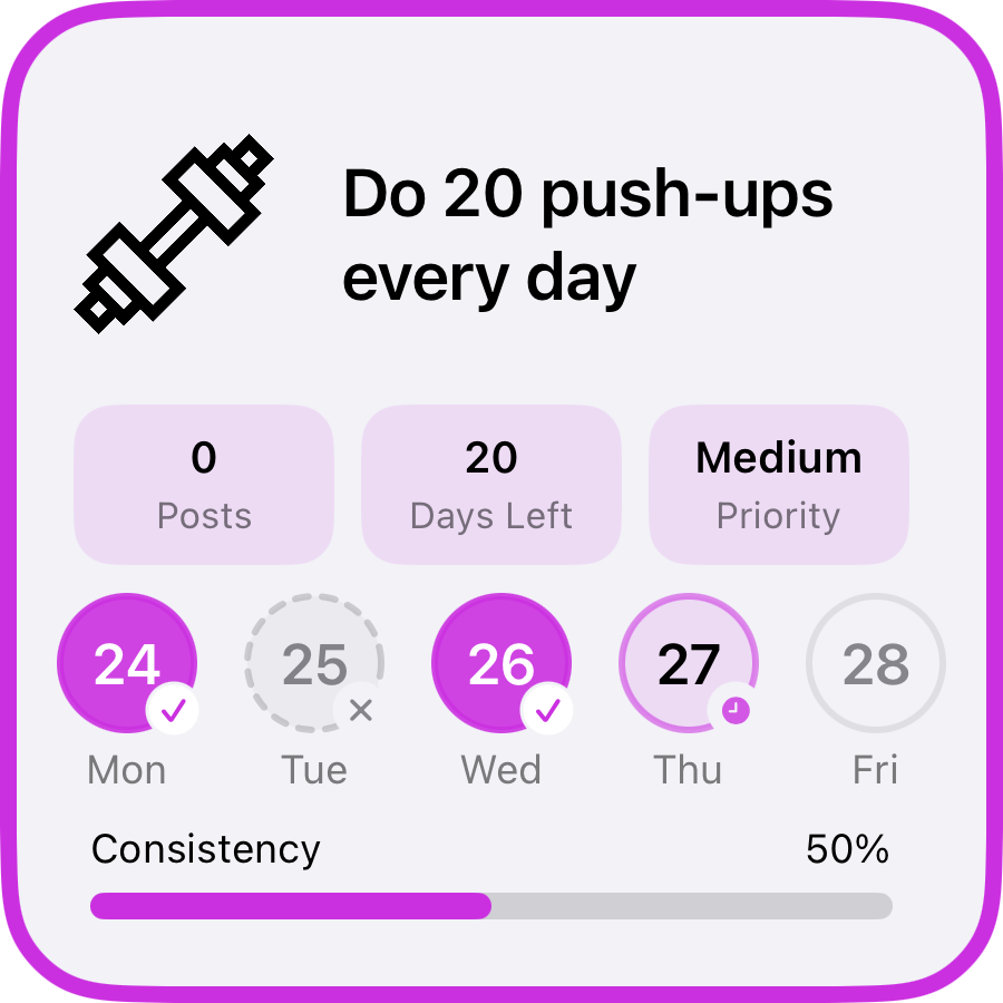 SmartGoals periodic push-ups goal